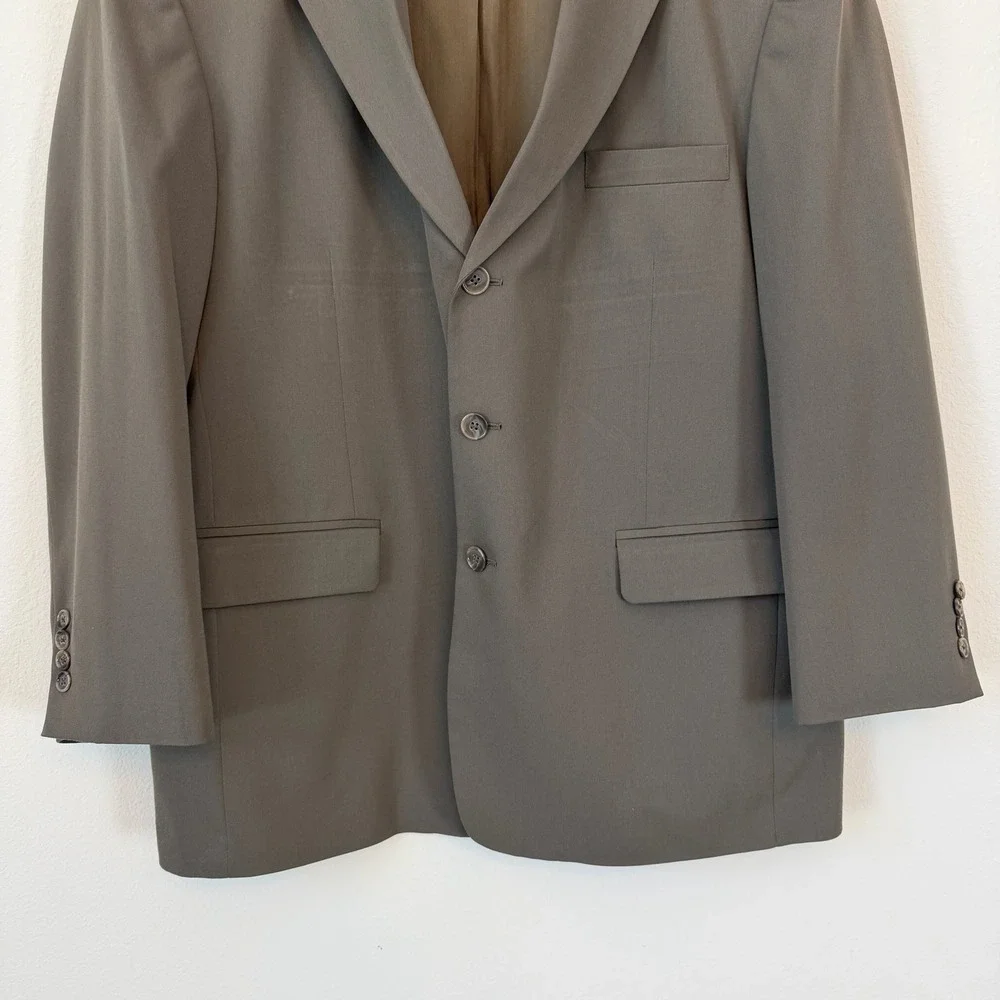 Haggar Black‎ Label Blazer Mens 46R Brown Wool Blend 3 Button Sport Coat Jacket